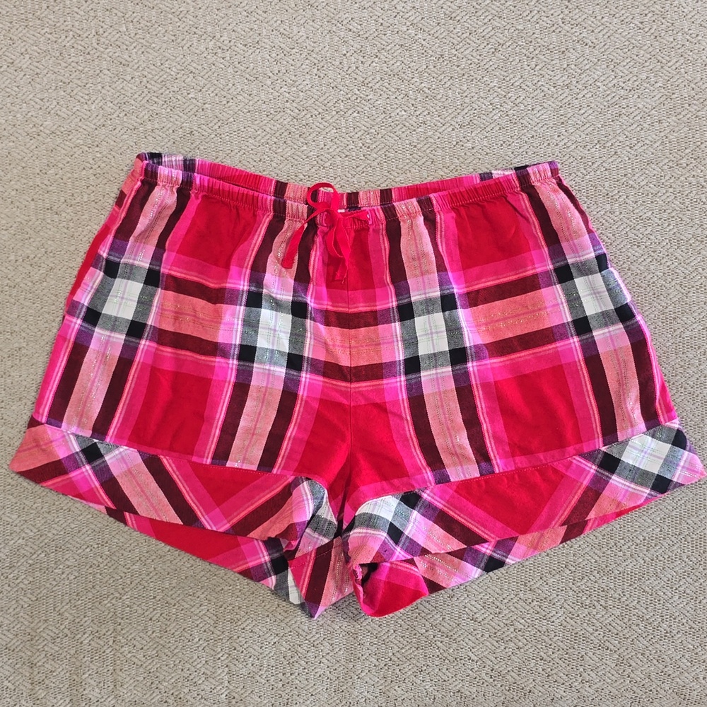 Victoria's Secret Red Pink Plaid Pajama Shorts - Size XS
